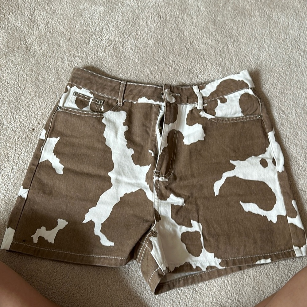 12 tribe cow print shorts high waisted